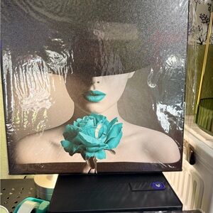 4 Piece Elegant Teal Rose Canvas Art